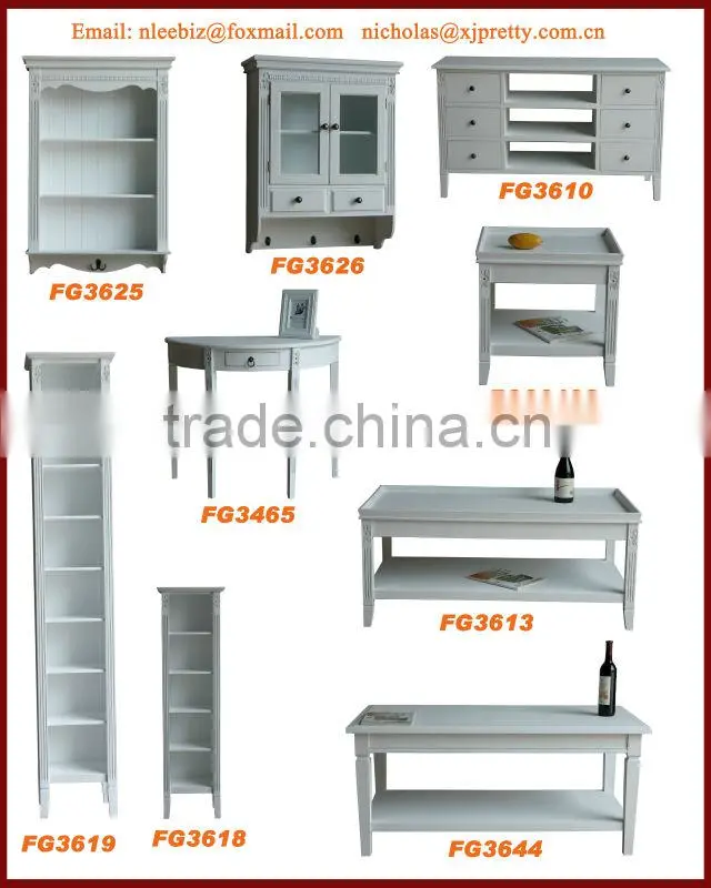 white color wooden wall cabinet/shelf / wooden living room furniture