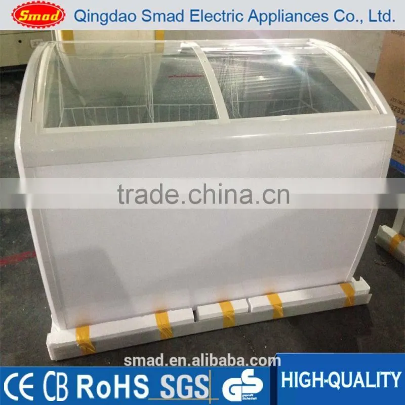 Sliding Flat Glass Door Chest Freezer with Lock&Key
