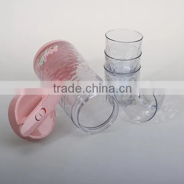 Eco-friendly 2L plastic milk pitcher with lid & 300ml cups