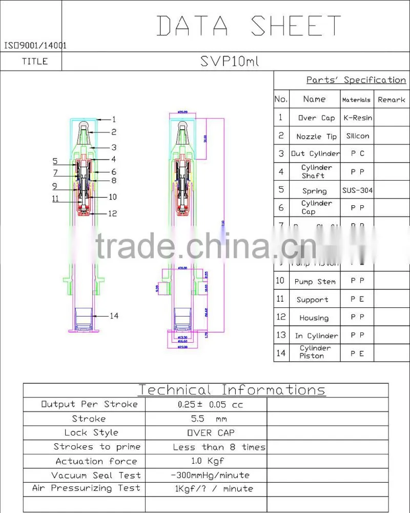 Cosmetic syringe 10ml double wall acrylic airless pump