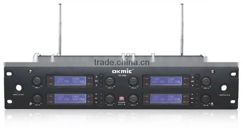 OK-8008 UHF/PLL 8 Channel wirelesss microphone system