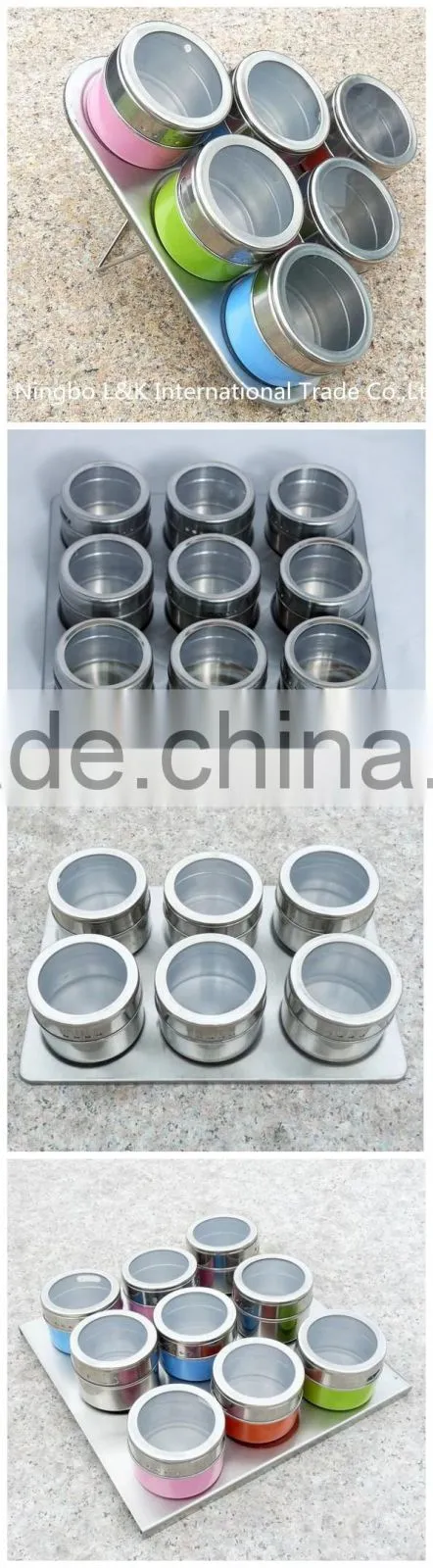 6 Pieces Colored Stainless Steel Magnetic Spice Jar/spice bottle