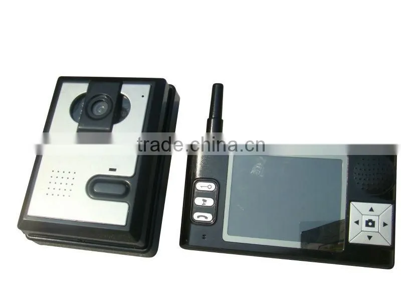 2.4 inch Battery operated Wireless Color Video Door Phone with 2 monitors