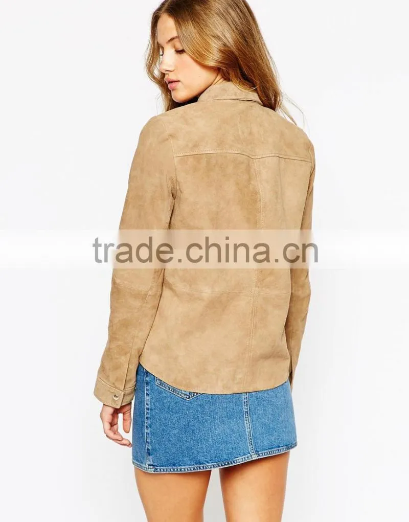 2015 Hot customized high quality Lady's fashion leather Jacket for women girls