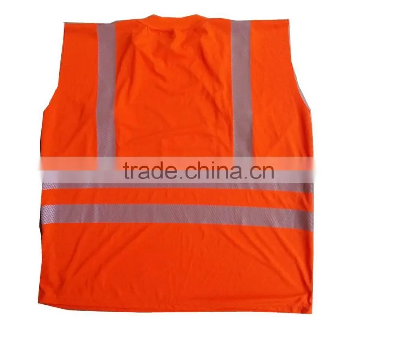 red mesh fabric hi visibility reflective T-shirt without sleeve
