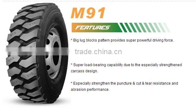 Greentour M91 agressive off road truck tyre 315/80r22.5
