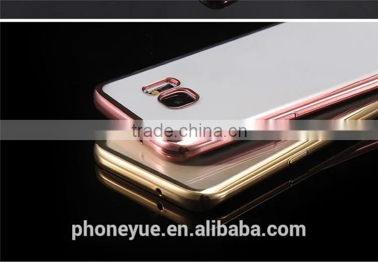 Luxury Rose Gold TPU Plating Plated Edge Soft Clear Case for Samsung S7 edge