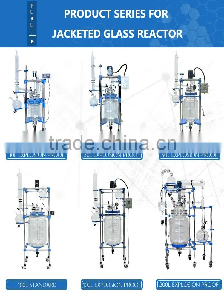 200L lab explosion proof jacketed glass reactor