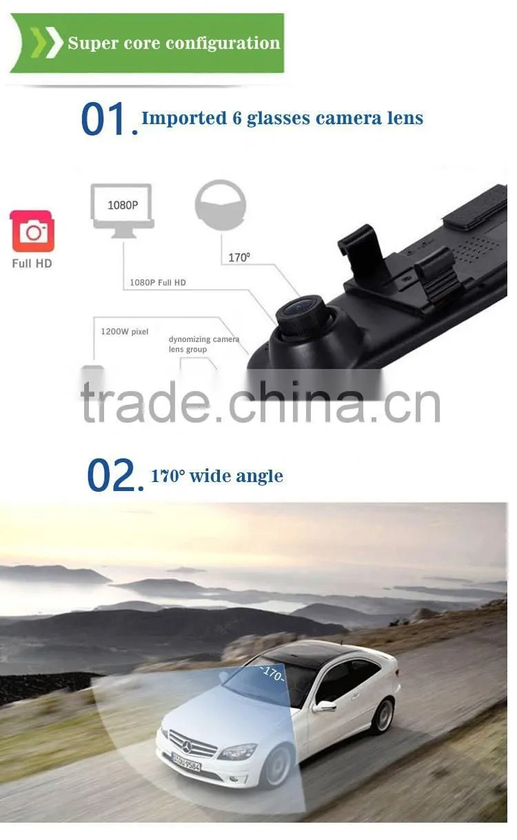 Gps 5 inch rearview mirror 1080p car dvr recorder