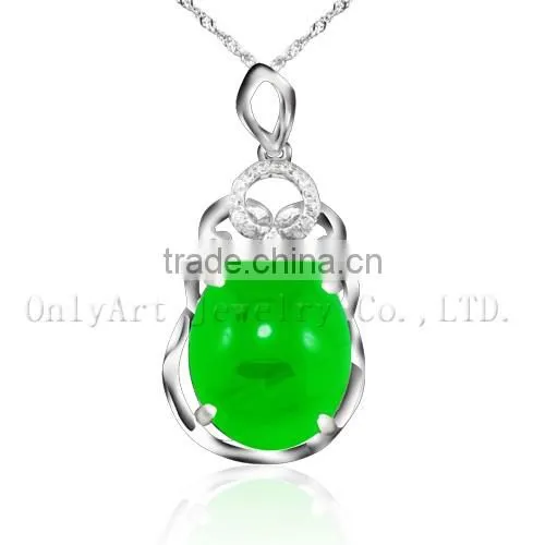 High quality special design jade inlaid sterling silver pendant