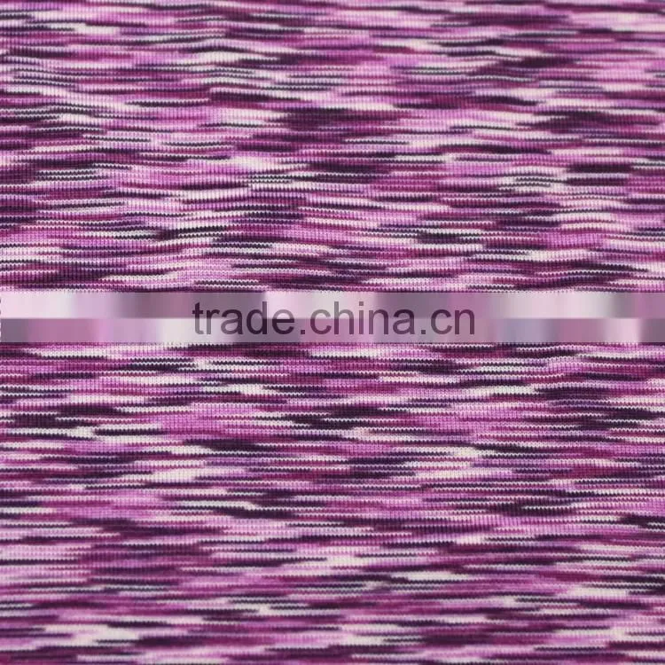 Weft knitted multi color yarn dye sportswear clothing fabric for workout compression shorts