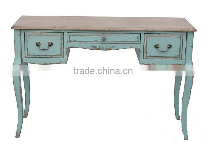 Rustic vintage console table with drawrs wooden blue console table provincial console table