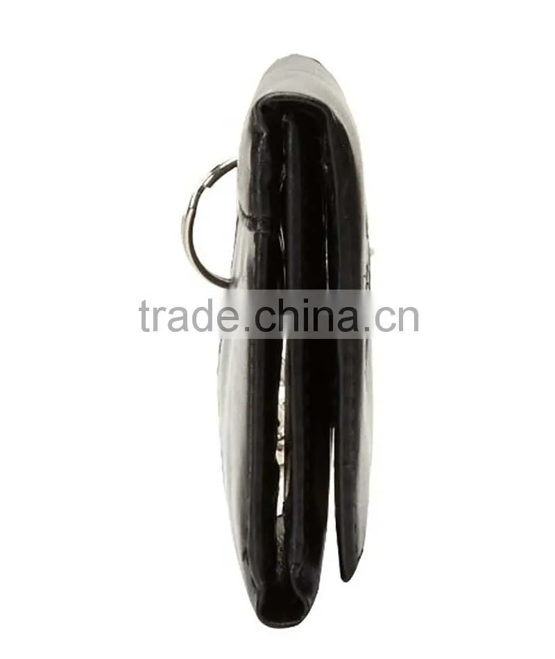 Trifold genuine leather wallet with chain for men with RFID blocking