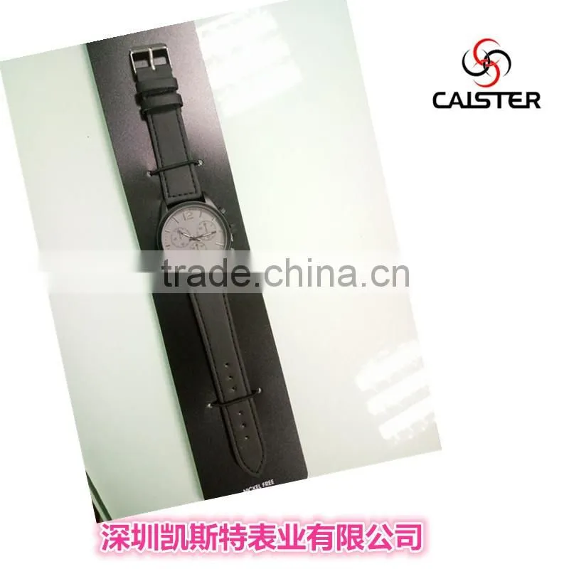 Hot-selling three eyes leather strap men wrsit watch