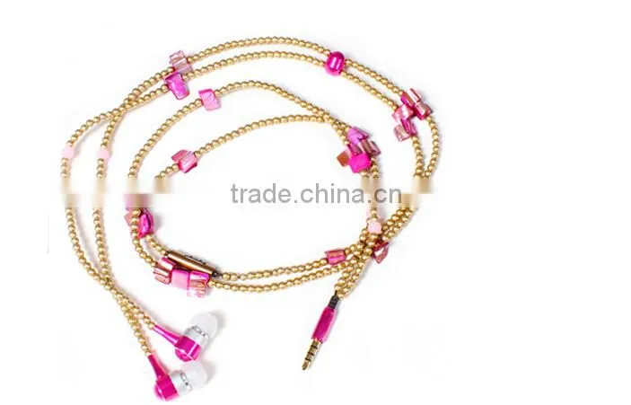 Fashion beaded stone earphone for promotion and gifts