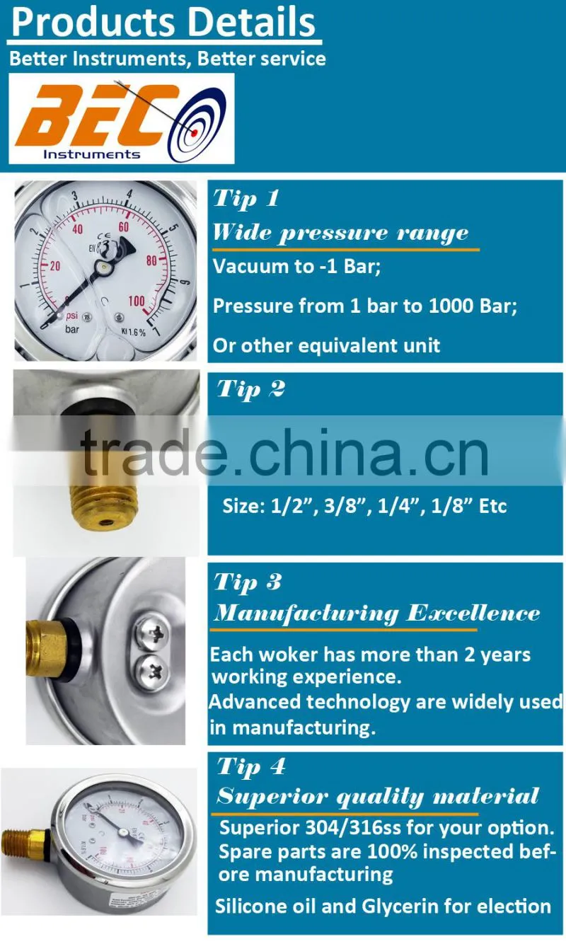 stainless steel back connection negative pressure gauge manufacturer