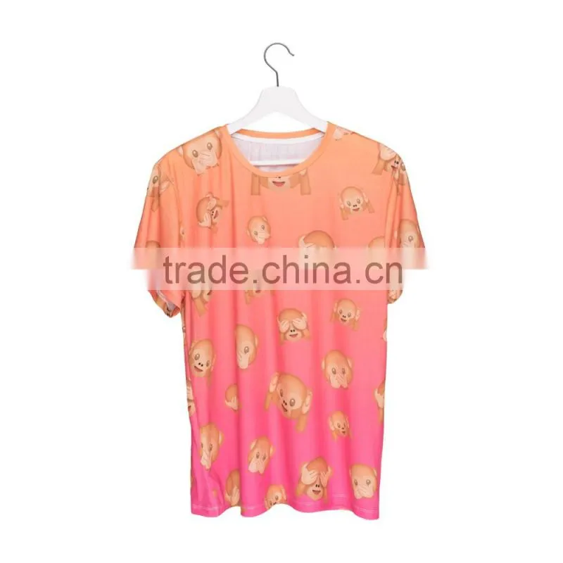 Online Shopping New Design 3D Print Emoji Monkey Orange Custom Grils T-shirt