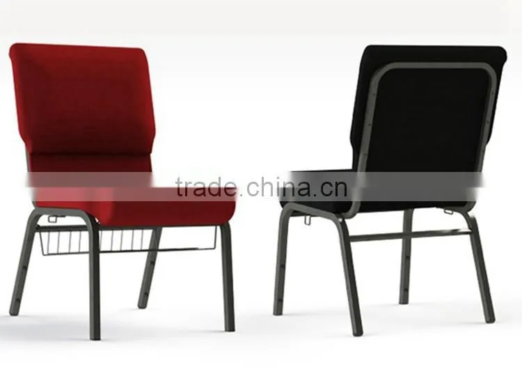 Wholesale price stackable and connecting church chair with high duty frame
