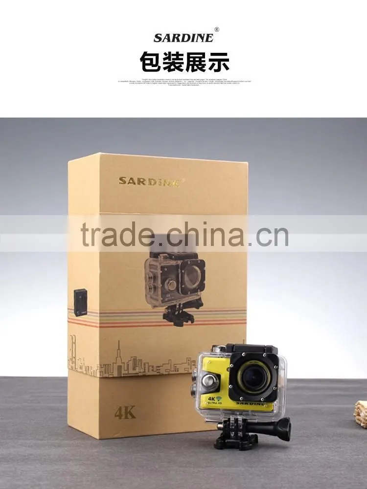 Sardine V1 4K 16.0 MP Wifi Action Camera 1080P FHD Sport DV DVR Waterproof 30M 170 Wide Angle 12MP For Extreme Sports