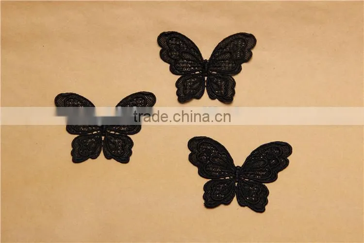 butterfly pattern hand made hollow embroidery chemical lace applique for accessory