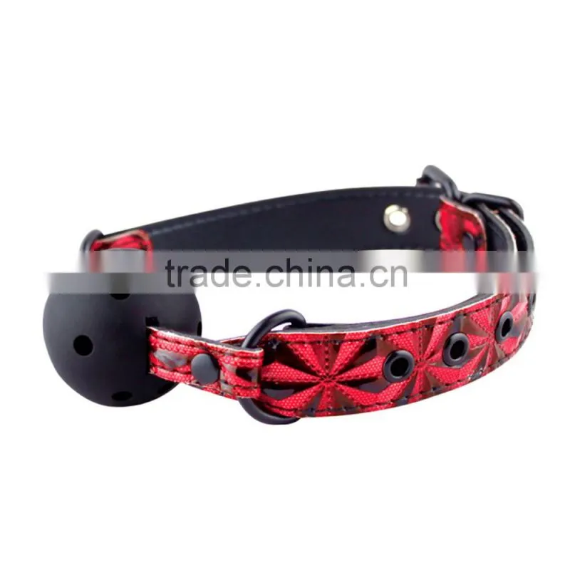 Wholesale ball gag adjustable leather mouth balls ,woman knitted strip gag by polyste