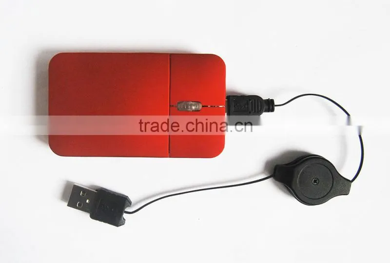 Cheapest computer optical wireless mouse/retractable wired mouse ultra slim mouse with LED that lights up your logo