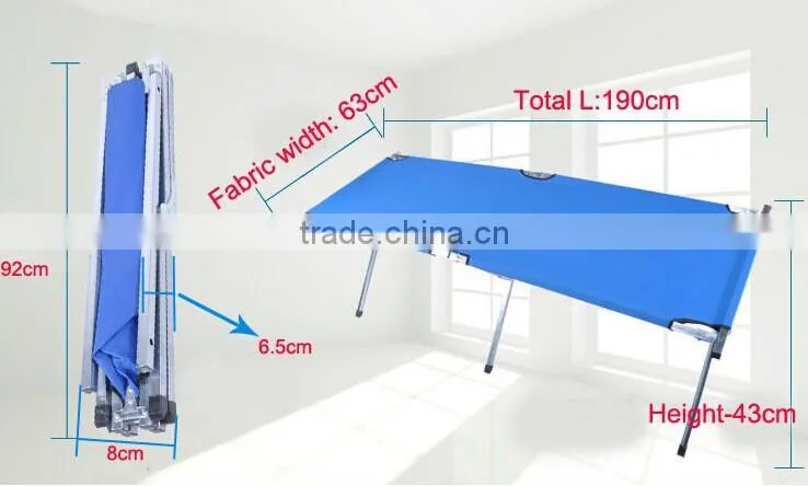 Folding army camping bed with 600D carrying bag