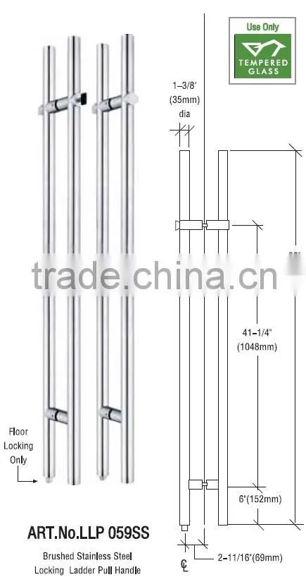 stainless steel locking ladder pull for glass door