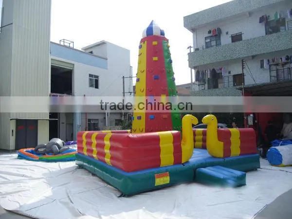 coniform inflatable climbing wall with snake for sports