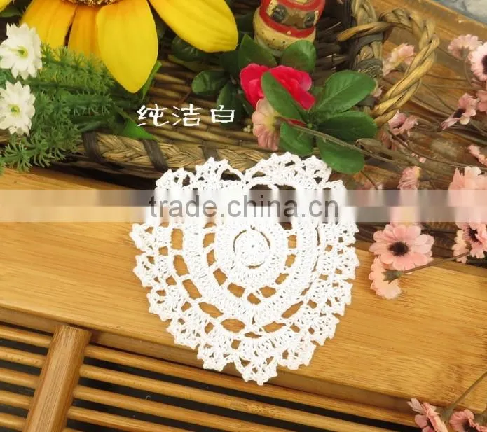 Heart Doilies,wedding decoration woven coasters cute heart shaped Applique