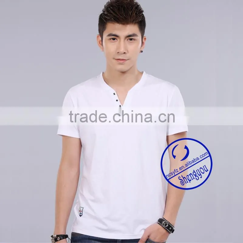 custom men's v-neck tee t-shirt wholesale china