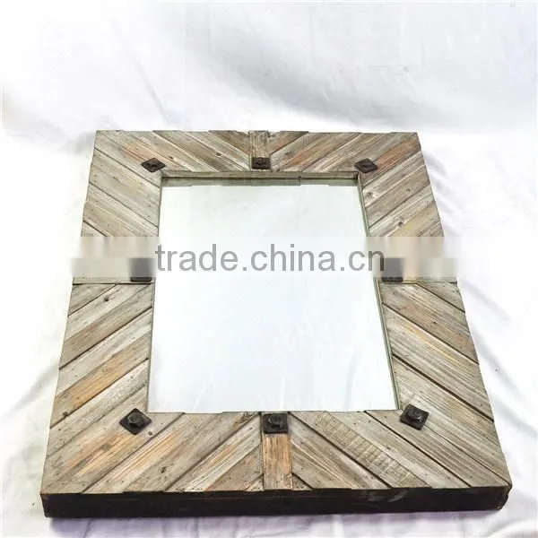 Antique natural wood framed mirror