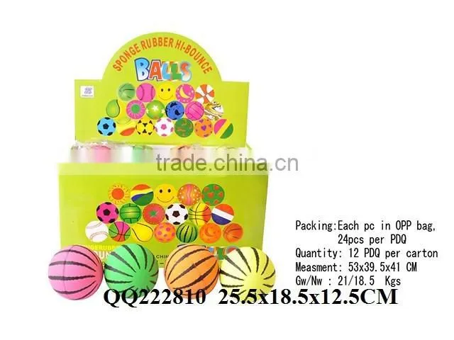 So beautiful hot sale 63mm watermelon design fluorescence rubber ball