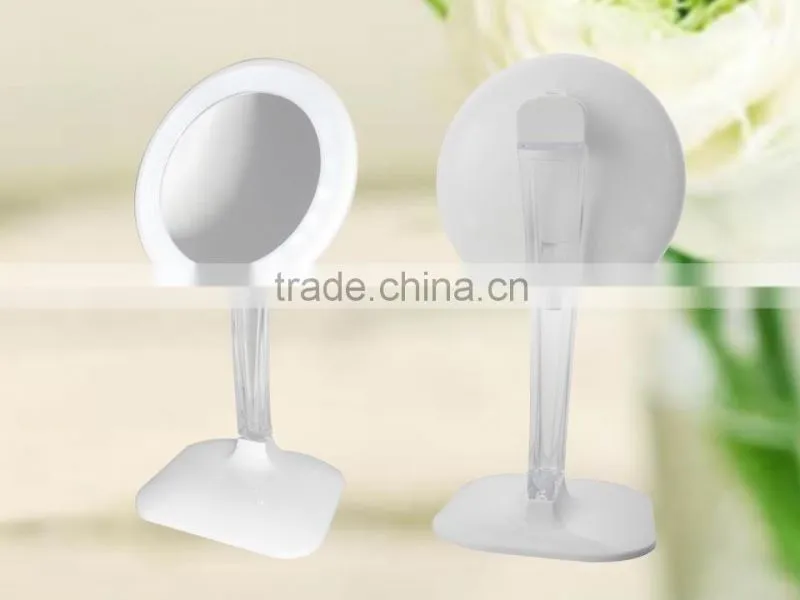 Pedestal LED Makeup Mirror, pedestal desktop vanity mirror with led, led magnfiiying makeup mirror