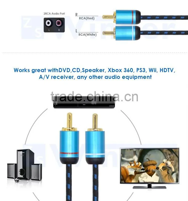 2RCA Stereo Audio Cable - Dual RCA Plug M/M 2 Channel cable