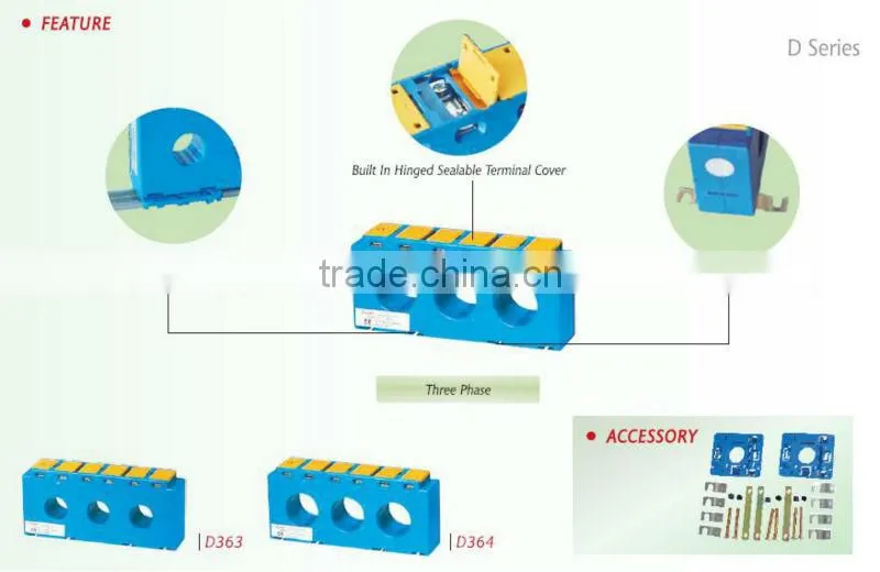 New design!! D363,D364 Three Phase DIN rail current transformer