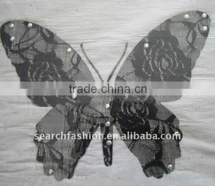 laser cut butterfly shape lace DIY desgin hot fix motif iron on clothes