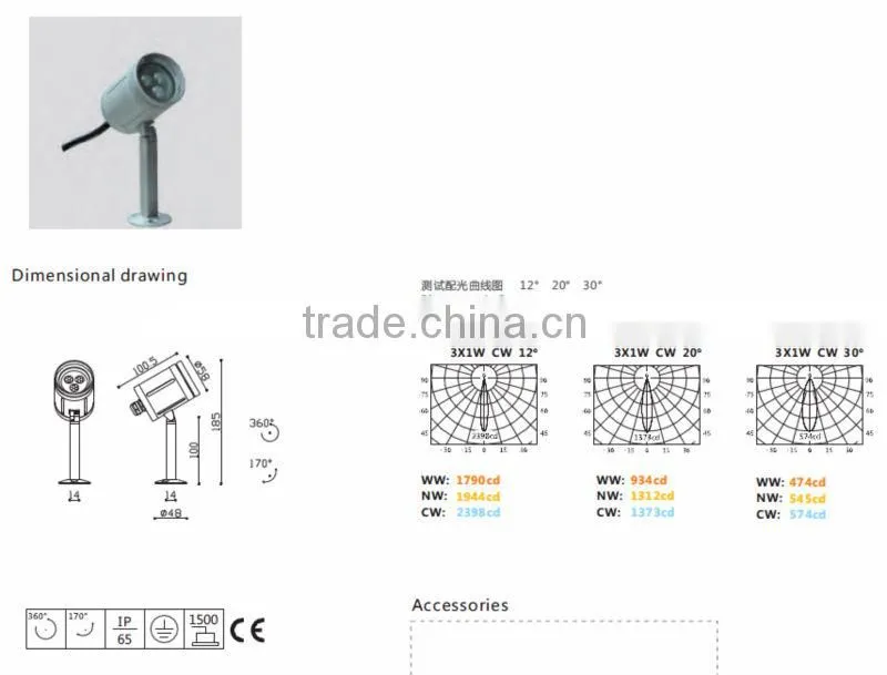 IP65 3 lights 360 degree rotating decorative garden light pole