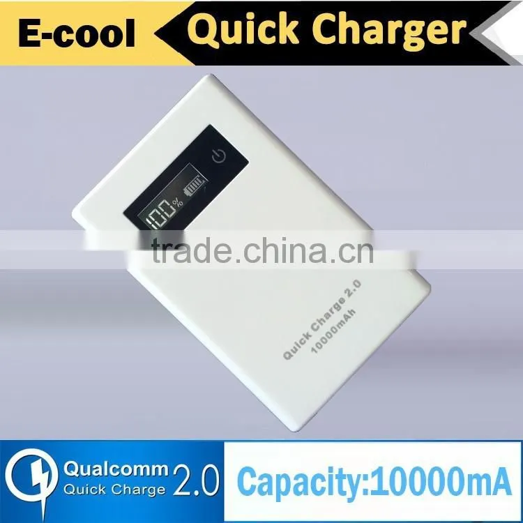 QC2.0 qualcomm Quick charge 2.0 10000mA Dual port power bank with LED Indicators