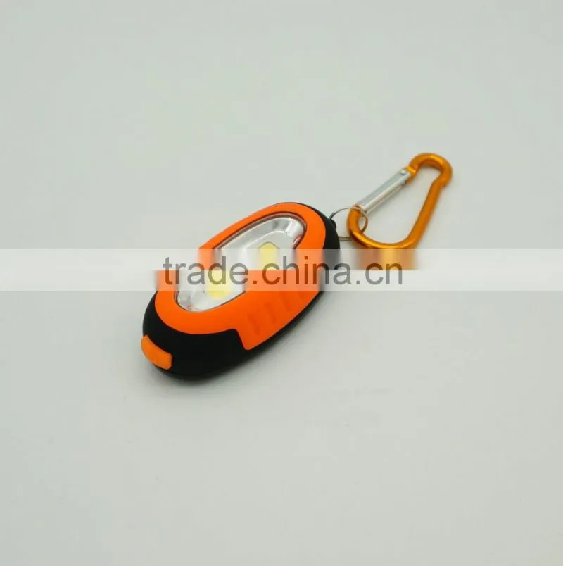 2016 New Design COB Carabiner Keychain Light with 2*2032 Battery