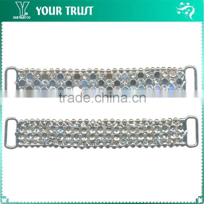 1.5MM 3MM Clear Cystal Rhinestone Flower Connector Rhodium Metal Belt Buckles