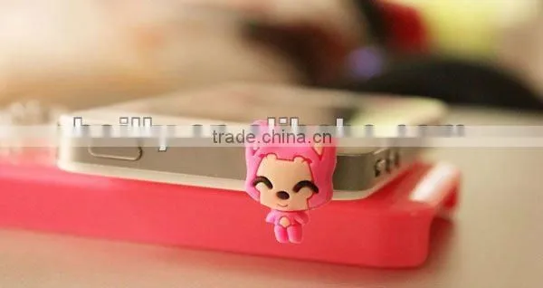 2013 the most cute 3D mini cartoon design silicone earphone dust plug