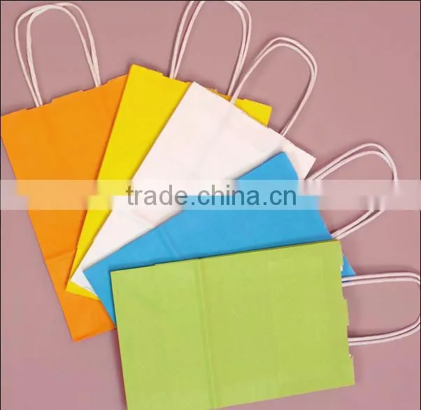 Multicolor reusable Kraft paper folding shopping bags