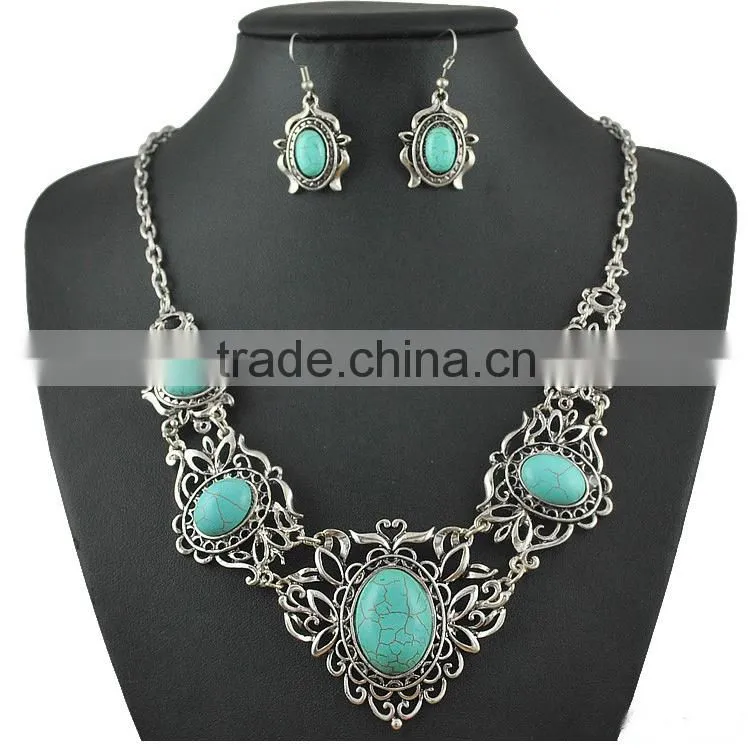 weave turquosie large bead bib necklace, elegant beaded necklace