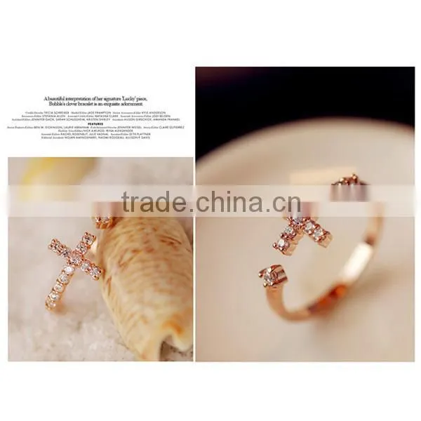 cross diamonds korea simple design finger rings