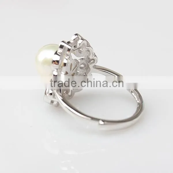 adjustable freshwater pearl ring size 925 silver wholesale