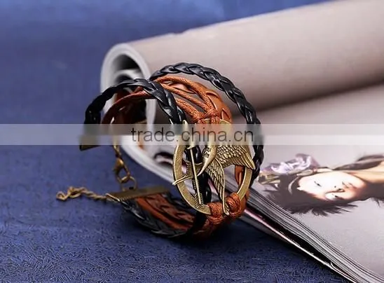 New Hot Jewelry lots Style Leather Cute Charm Bracelet Cuff Bangle Wrap