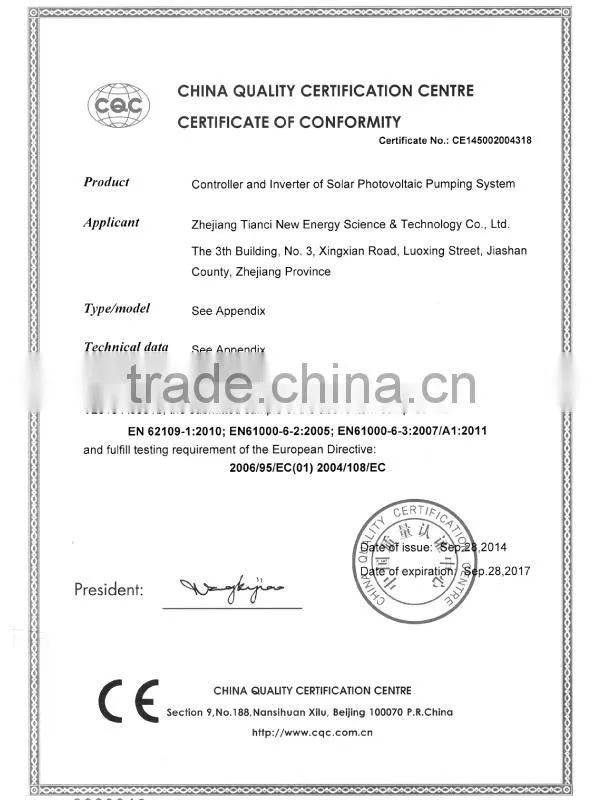 2.5-inch 3-Phase AC380V Solar Submersible Water Pumping System