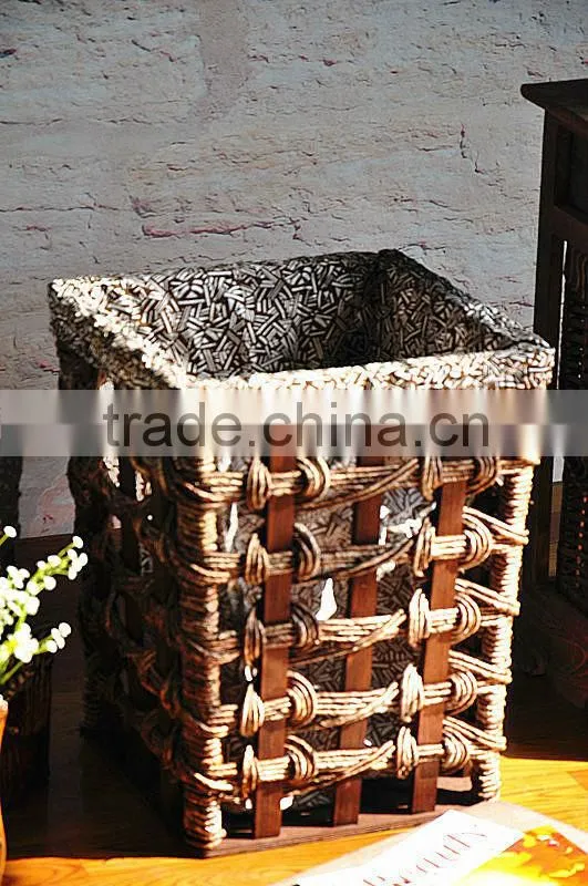 9 hand woven - pastoral style - solid - wooden dirty clothes basket - dirty clothes barrel - storage basket basket