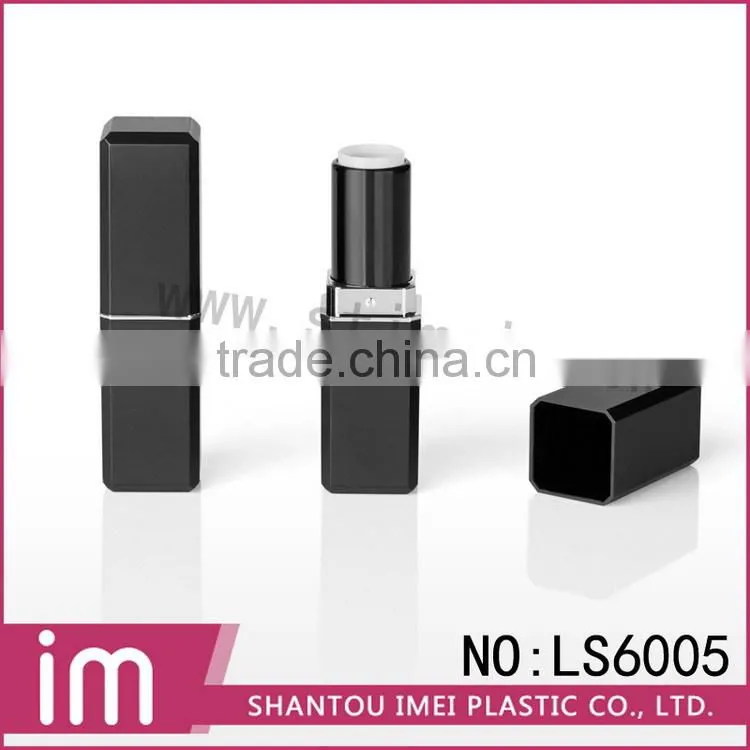 Wholesale empty square black plastic lipstick case LS6005